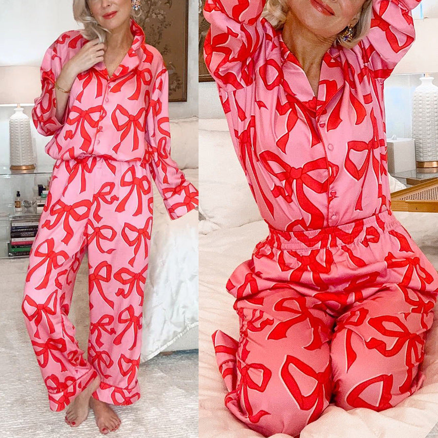 Bow Satin Pajama Set