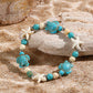 Marine Style Starfish Shell Turquoise Shell Beaded Chain Stretch Bracelets