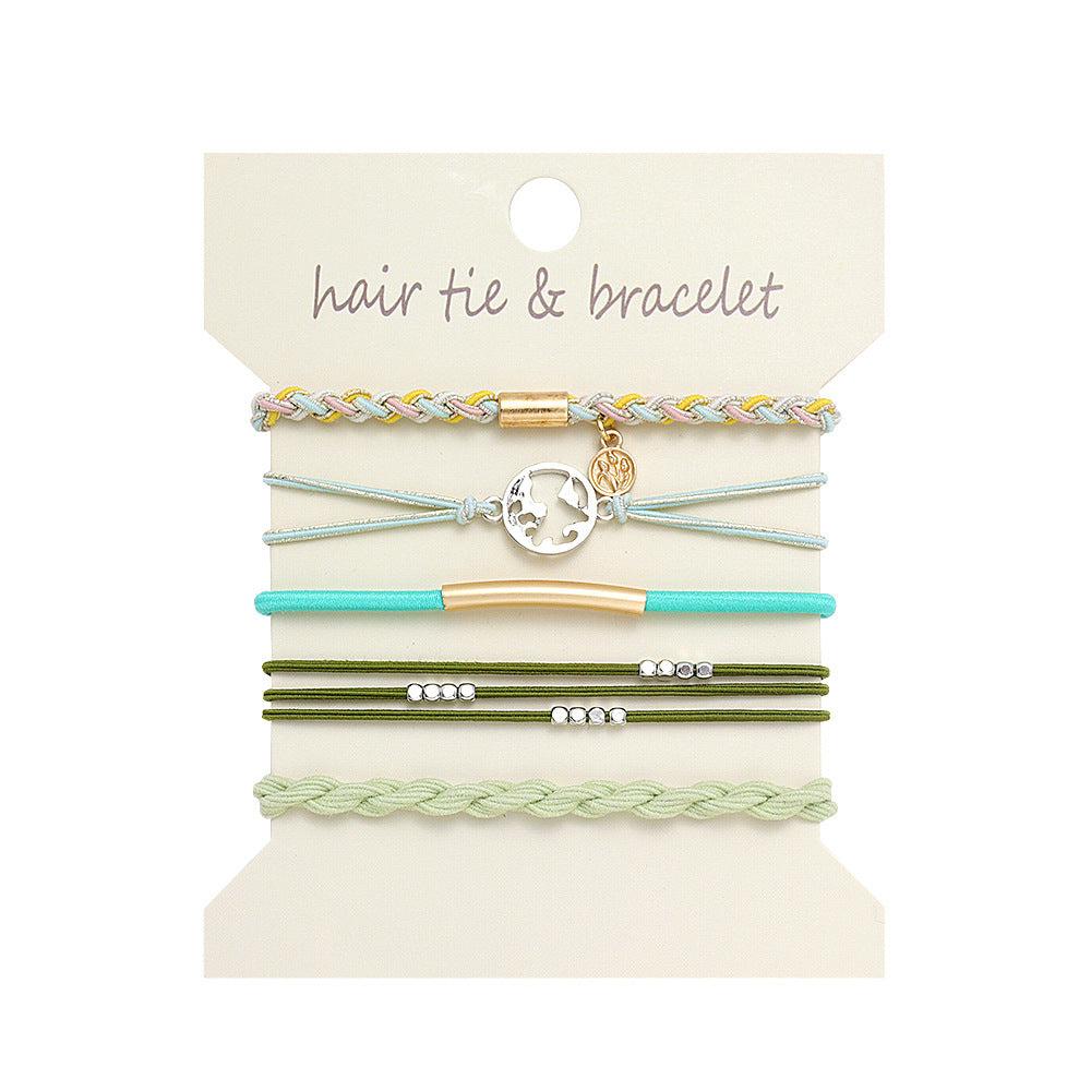 Boho 2-in-1 Hair Tie & Bracelet Set (5-Piece Pack)