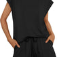 Short Sleeve Lounge Top and Shorts Set with Relaxed Fit