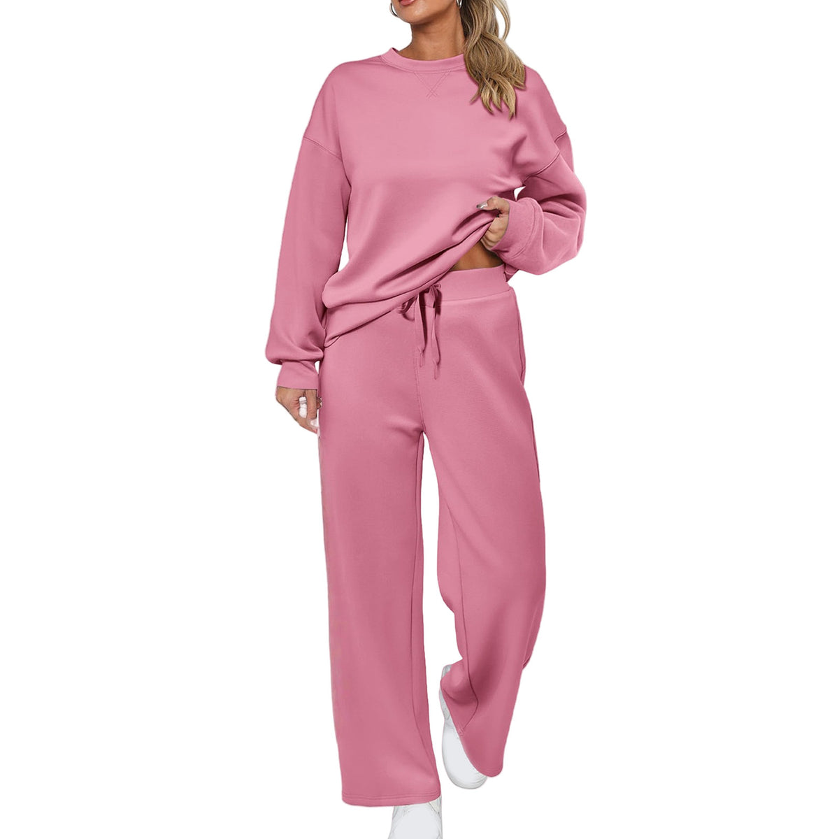 Women's Solid Two-Piece Loungewear Set