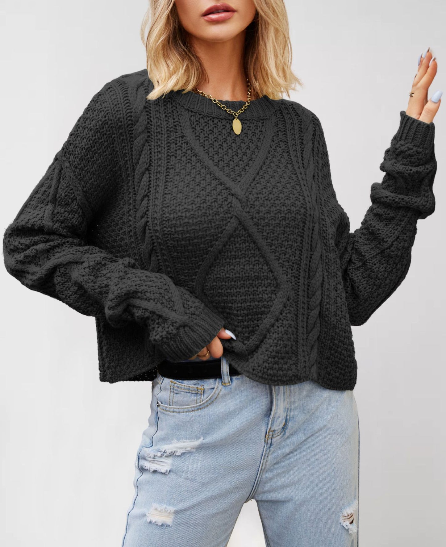 Large Size Loose Chunky Knit Pullover Sweater