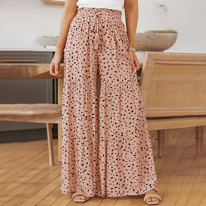 Spotted Ruffle Wide Leg Pants