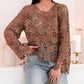 Floral Crochet Cutout Long Sleeve Blouse