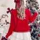 Merry Festive Knit Sweater  Casual Holiday Crewneck Pullover Top