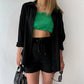 Textured Shirt + Drawstring Shorts 2-Piece Set