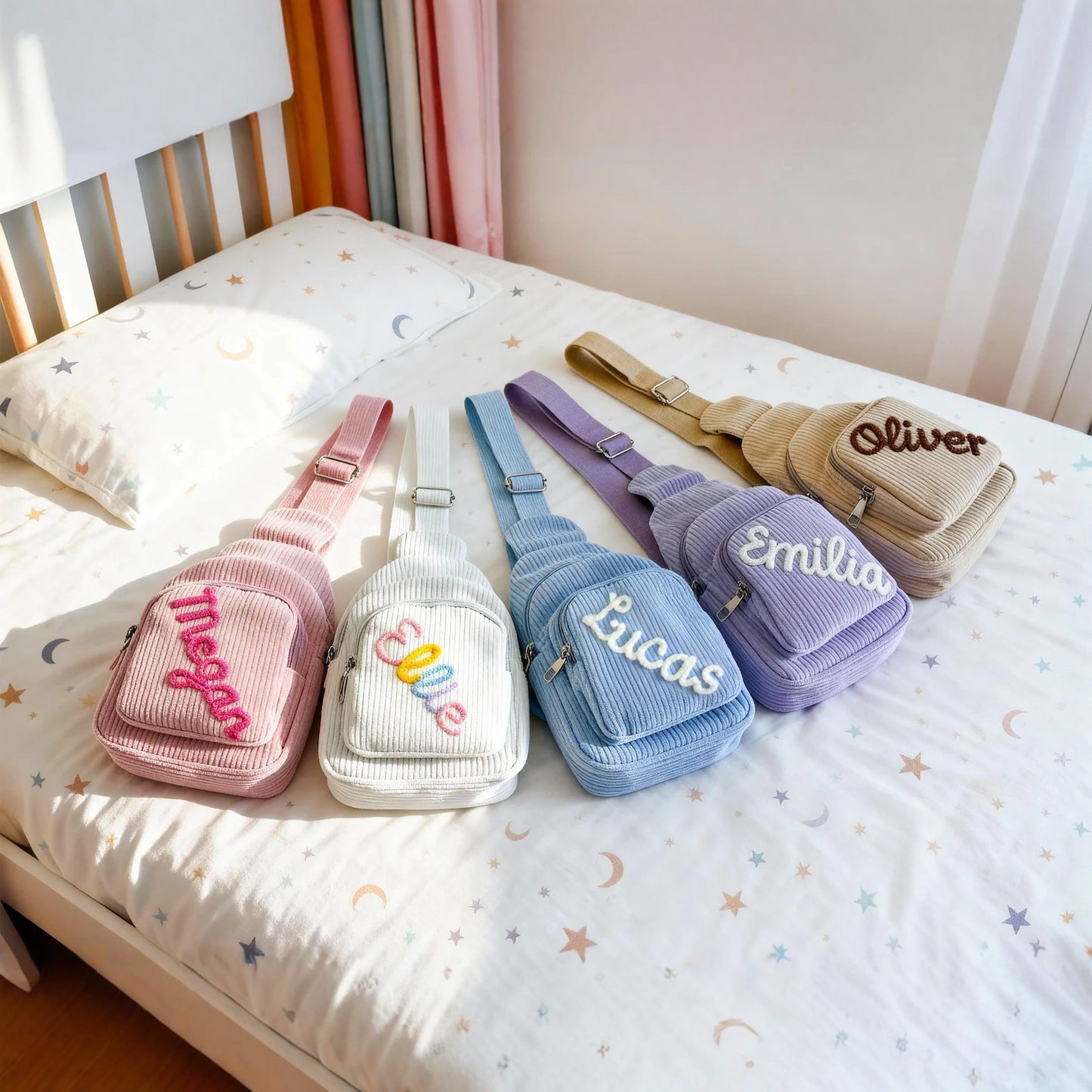 Personalized Name Knitted Sling Bag for Kids