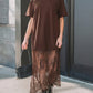 Floral Patchwork Short Sleeve T Shirt Loose Maxi Dress