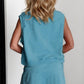 Two Pieces Mineral Wash Cotton Tank Top Lined Split Athletic Skirt Set