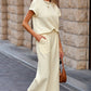 Textured Top and Wide-leg Pants Set