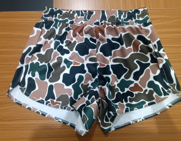 High-Waisted Camo Athletic Running Shorts