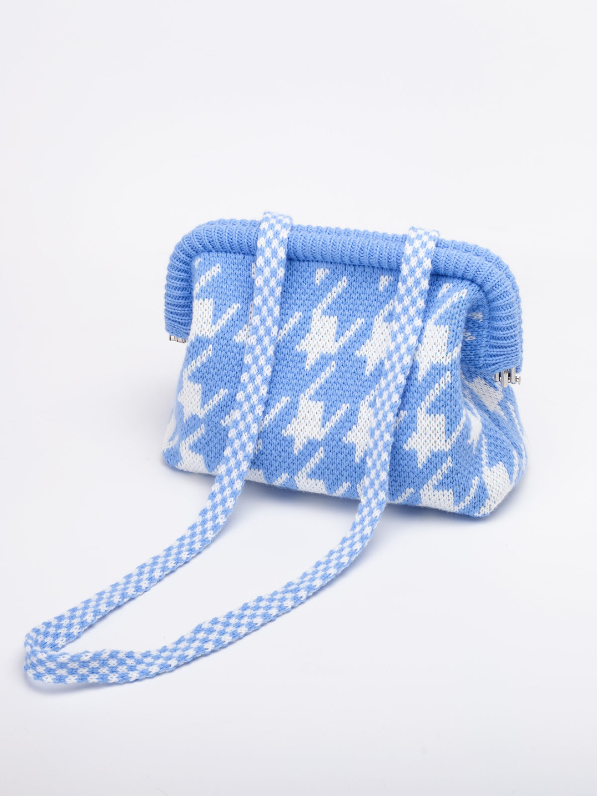 Striped Knit Cloud Frame Clutch Crossbody Bag