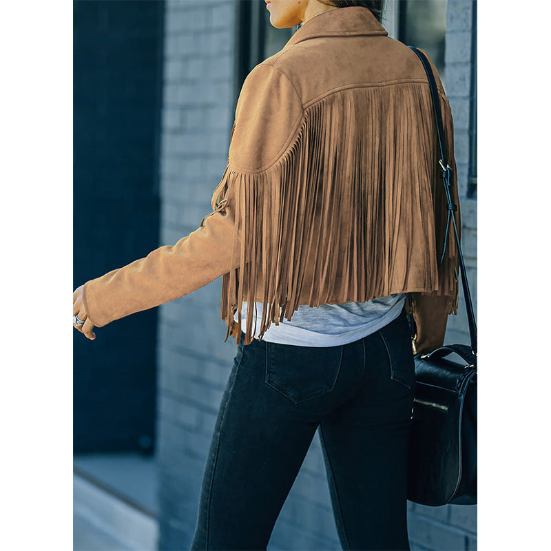 Suede Fringed Coat