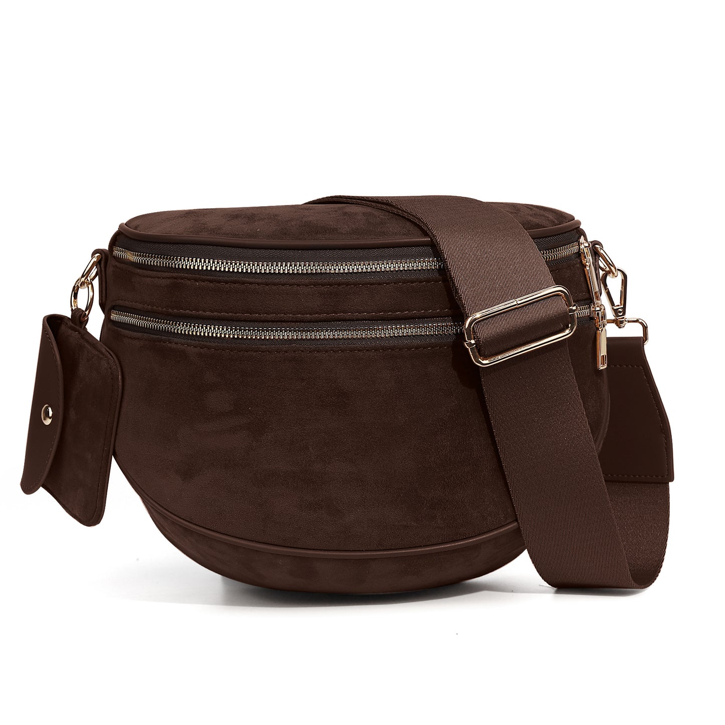 Checkered Crossbody Bag with Detachable Pouch