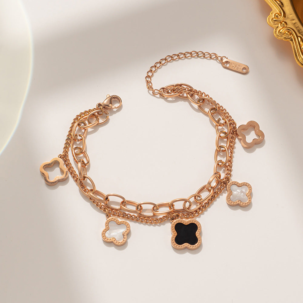 Clover Double Chain Bracelet