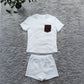 Textured Front Pocket Shorts And Shorts Set