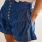 Ruffled Denim Shorts