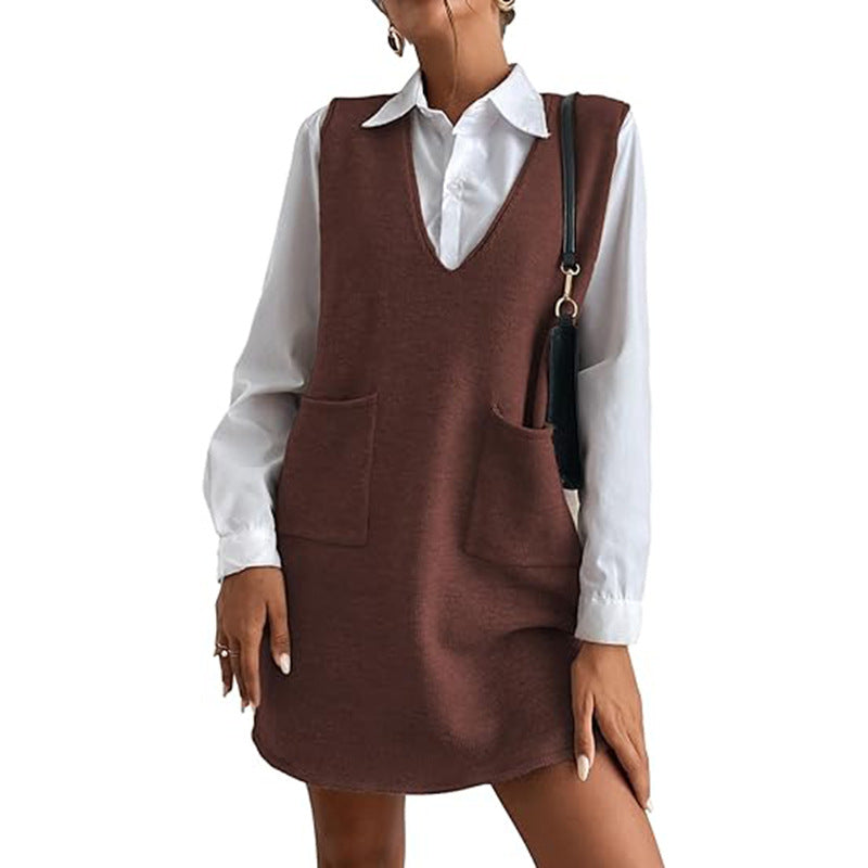 She Sweater Knit Pinafore Dress
