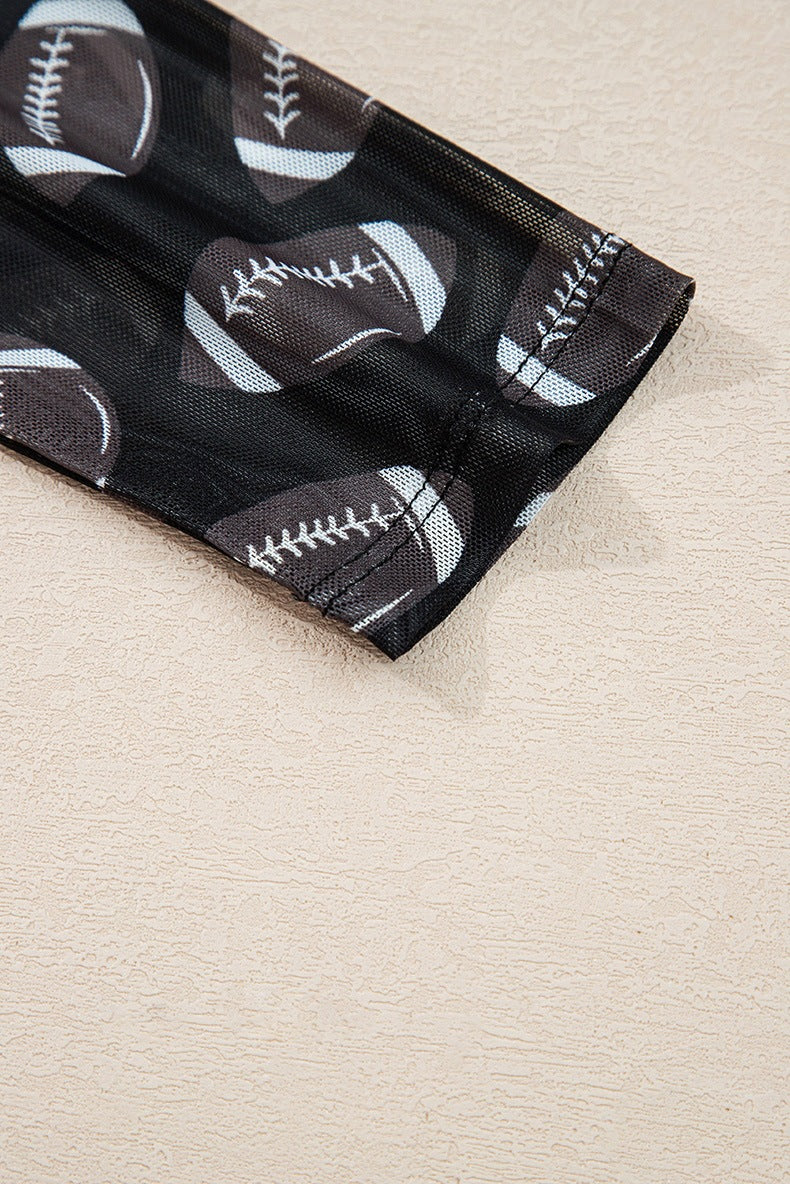 Rugby Game Day Sheer Mesh Long Sleeve Top
