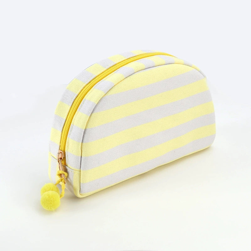 Personalized Embroidered Striped Canvas Toiletry Bag/Makeup Bag