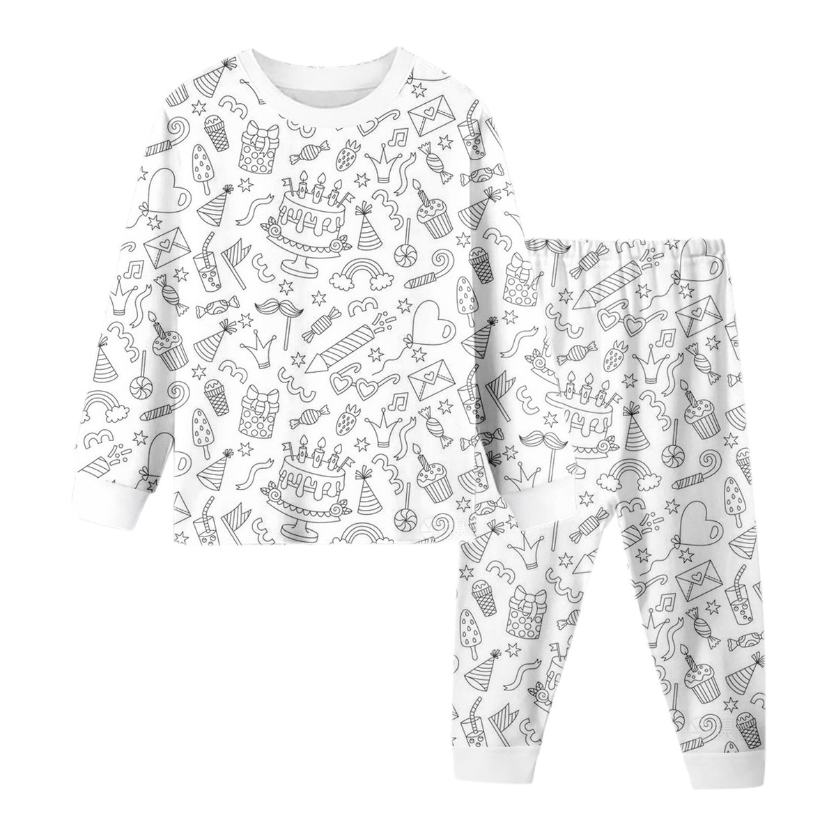 Kid's Doodle Print Pajama Set