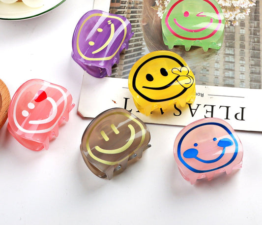 Acrylic Printed Smiley Grab Clip(moq:3)