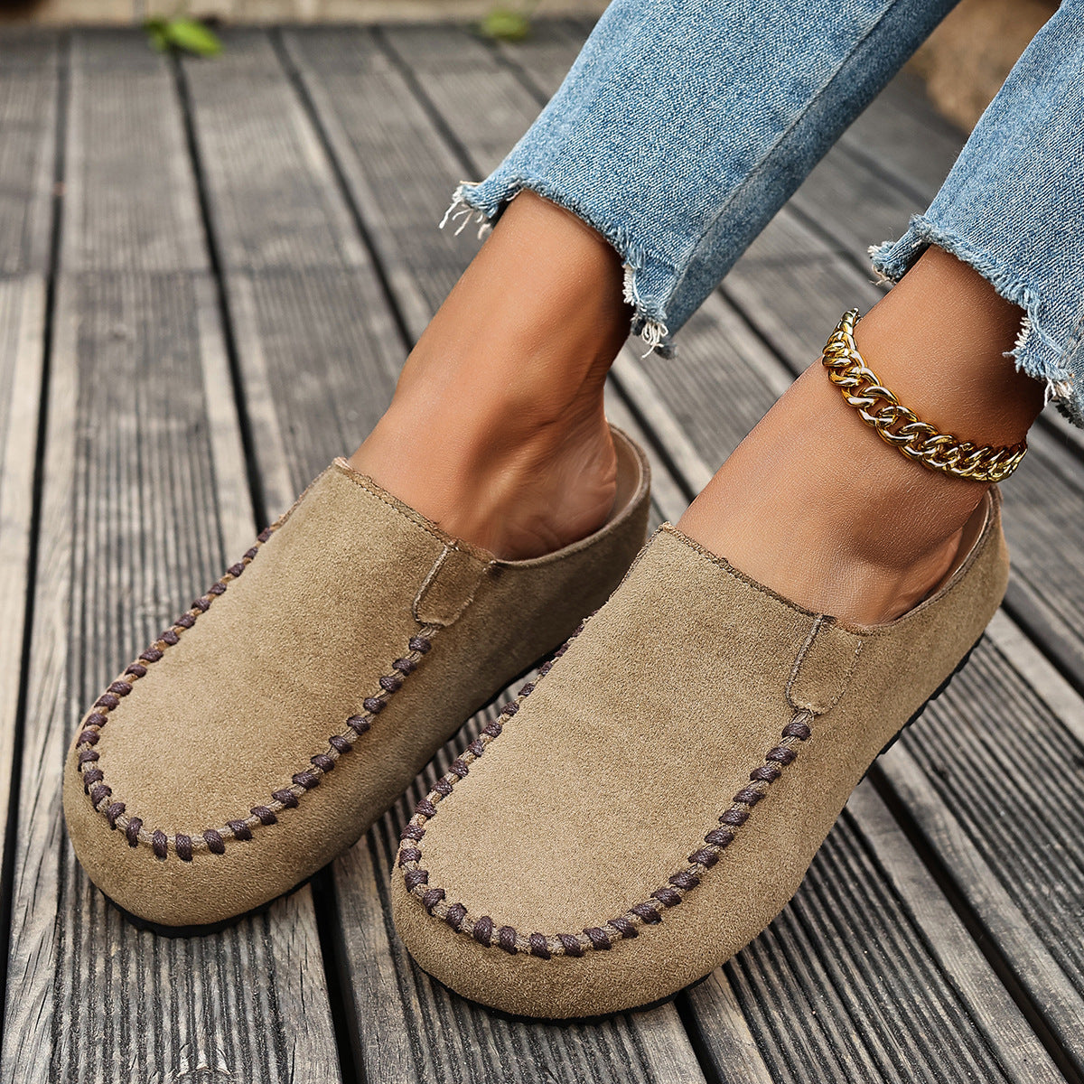 Suede Moccasin Slip-On Mule Clogs