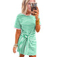 Nautical Tie Contrast Trim Round Neck T Shirt Mini Dress