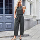Women's Printed Plaid Sleeveless Vest and Trousers Suit