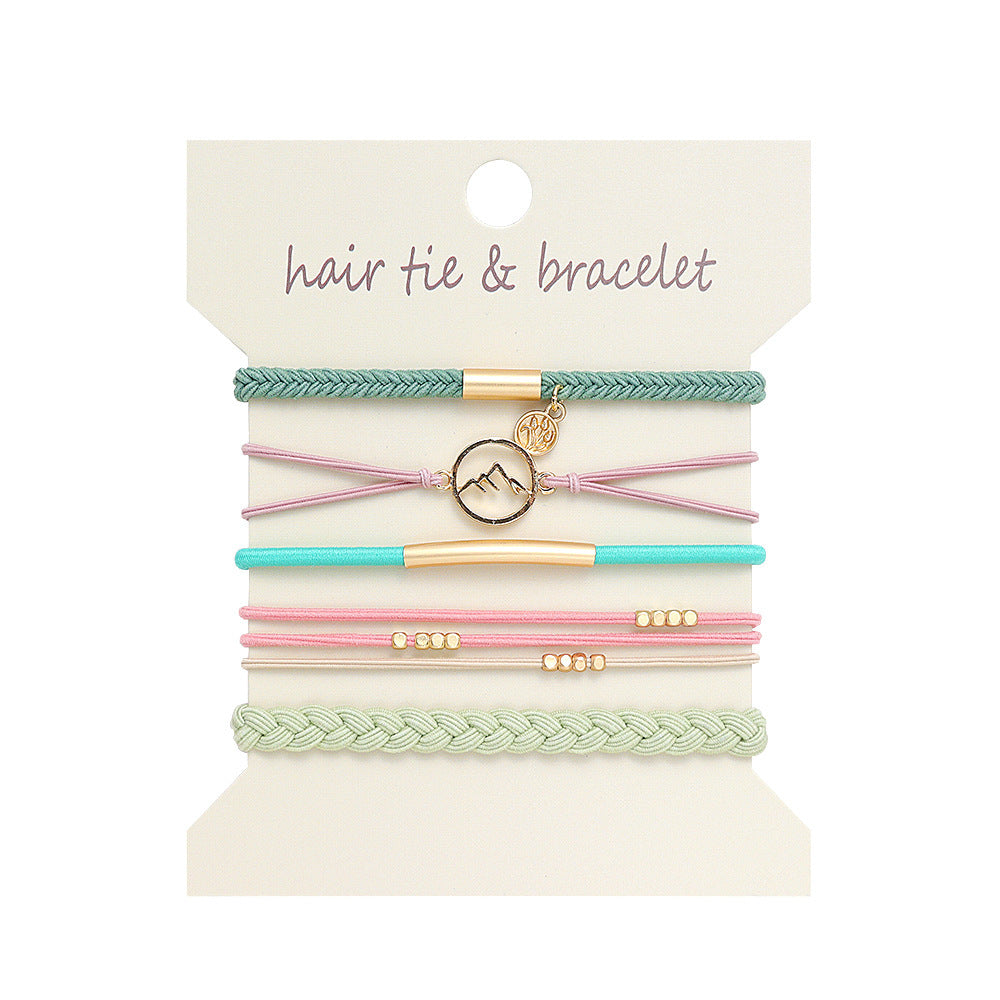 Boho 2-in-1 Hair Tie & Bracelet Set (5-Piece Pack)
