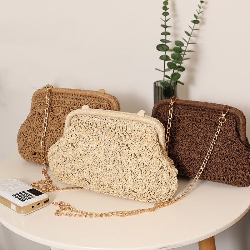 Handcrafted Openwork Straw Crossbody Bag