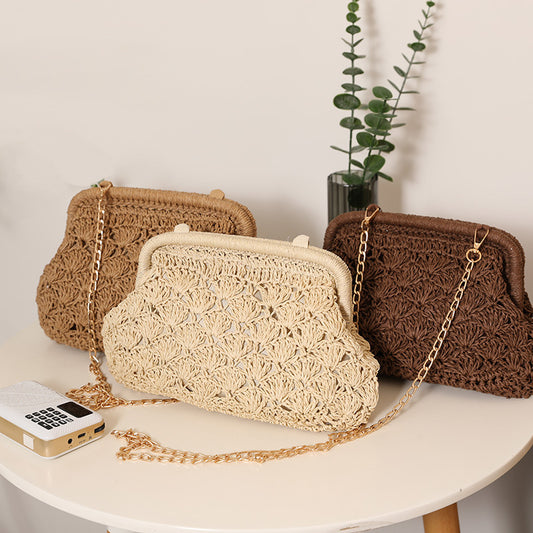 Handcrafted Openwork Straw Crossbody Bag