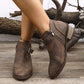 Women's Leather Block Heel Zipper Slip-on Martin Boots