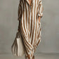 Stylish Long Striped Cardigan-Style Dress for Women