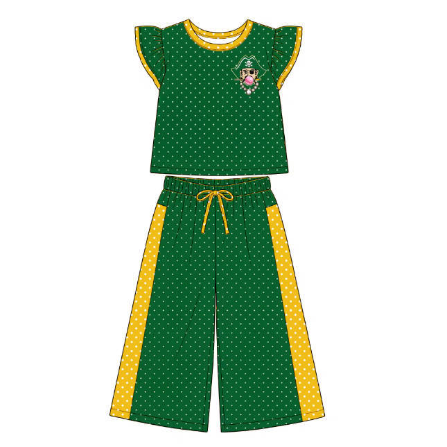 Custom Kids Top Wide Leg Pants Set Ruffle Set