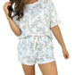 Multicolour Camouflage Print Casual Tee Drawstring Short Set