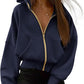 Women's Zip-Up Long Sleeve Fleece Hooded Sweatshirt Jacket