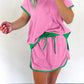 2Pcs Set Colorblock Edge Drop Shoulder T Shirt and Skirt