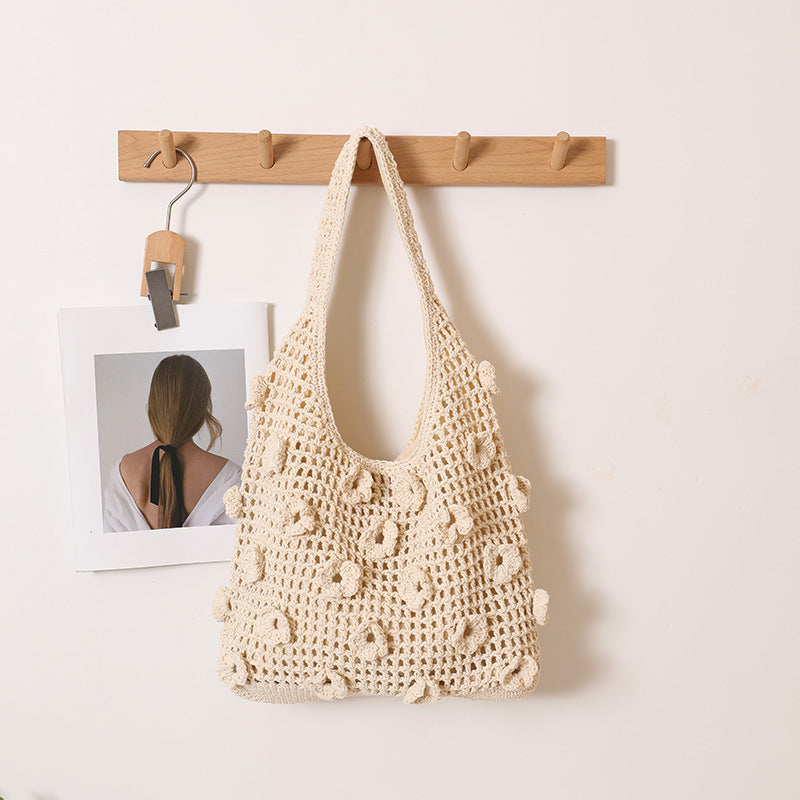 Floral Cotton Thread Woven Tote Bag