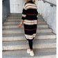 Striped Open Front Longline Sweater Cardigan