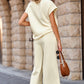Textured Top and Wide-leg Pants Set