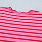Rose Stripe Striped Short Sleeve Scalloped Trim Side Slit T-Shirt Dress