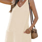 Waffle Knit V-Neck Shift Dress
