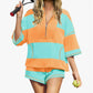 Striped Short-sleeved Oversized Shorts Two-piece Suit