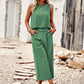 Solid Color Sleeveless Top + Cropped Pants Set