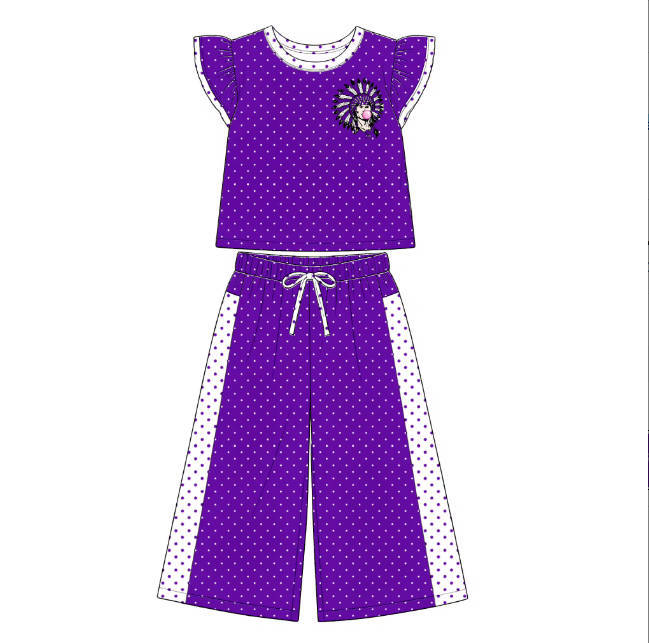 Custom Kids Top Wide Leg Pants Set Ruffle Set