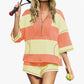 Striped Short-sleeved Oversized Shorts Two-piece Suit