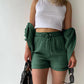 Textured Shirt + Drawstring Shorts 2-Piece Set