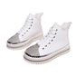 Stitch Rhinestone Lace-Up Shoes