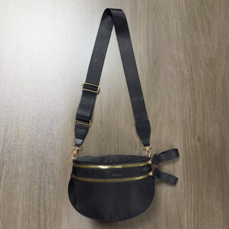 Checkered Crossbody Bag with Detachable Pouch